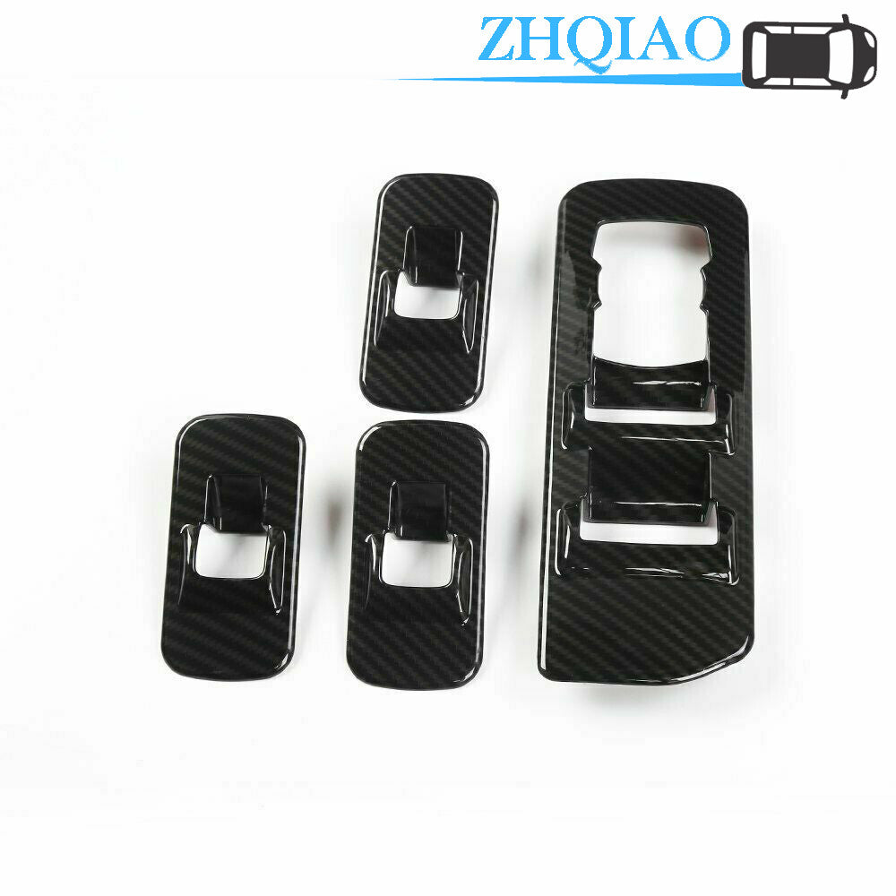 4PCS Carbon Fiber Grain Window Lift Panel Switch Trim for Ford F150 2017-2020