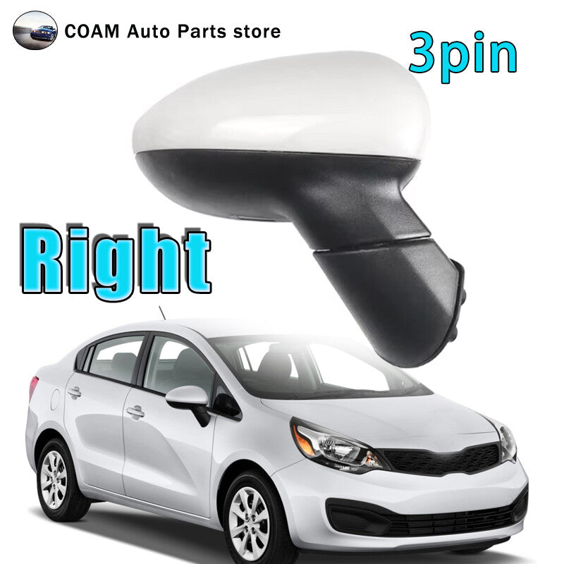 Right white car door exterior rearview mirror assembly 3-inch for Kia Rio 2011-17