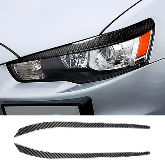 Soft Carbon Fiber Headlight Eyelids Eyebrow Trim for Mitsubishi Lancer EVO 08-14