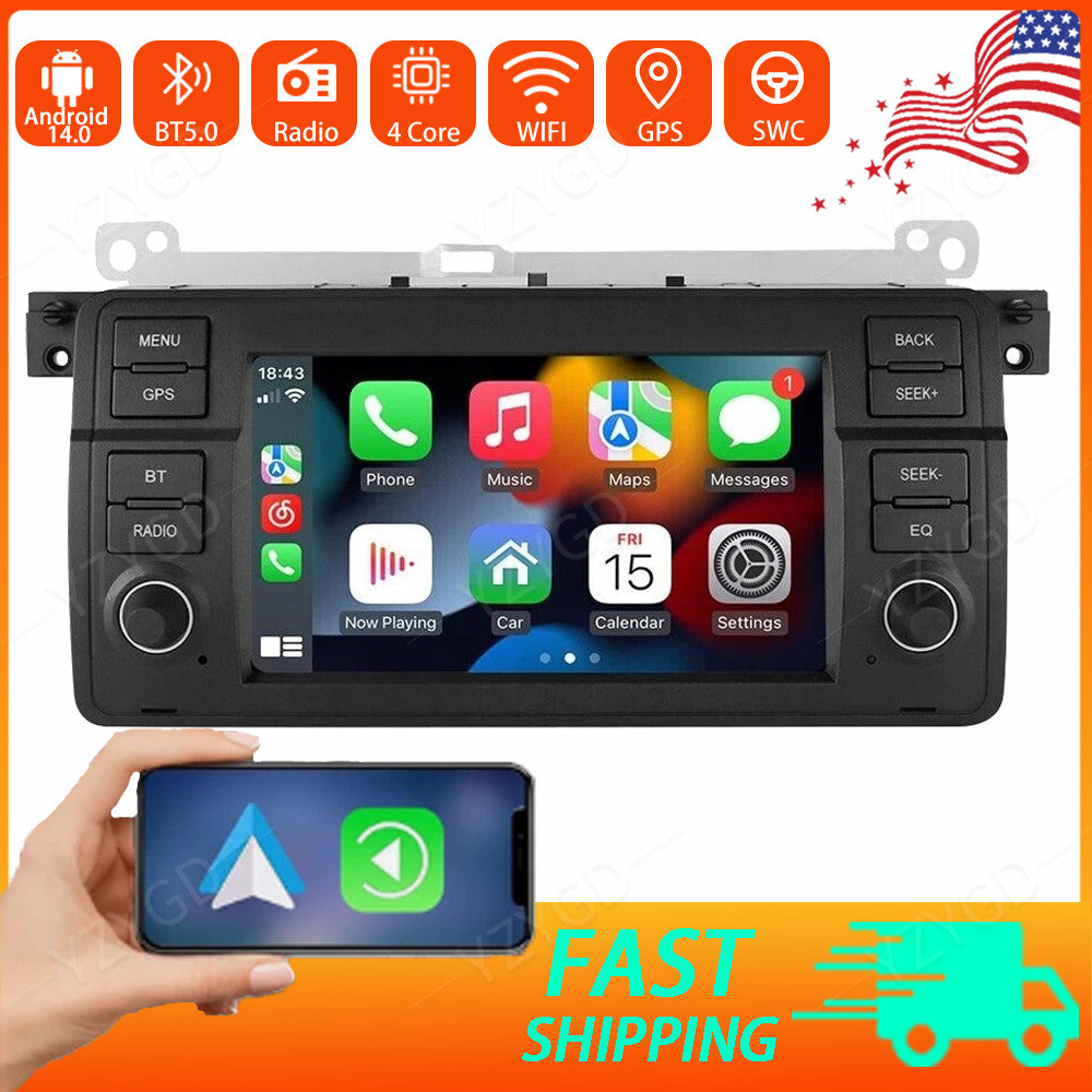 for BMW E46 4-Door Sedan 1998-2005 Android14 CarPlay Car Stereo Radio GPS Screen