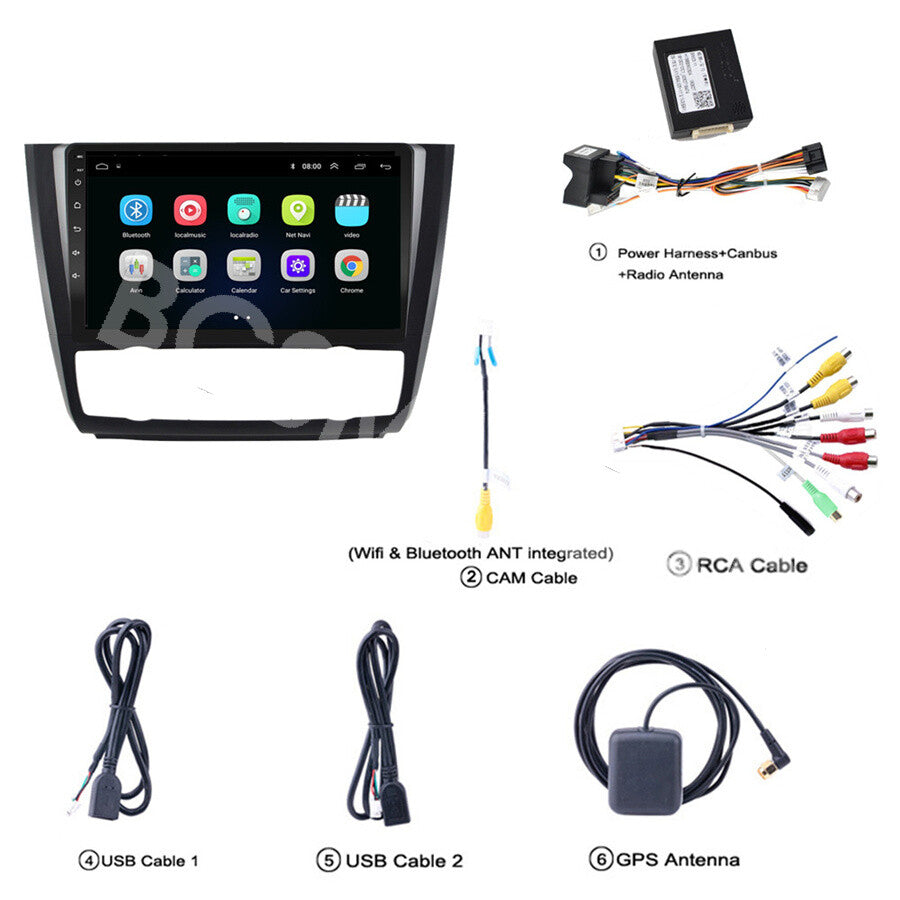 9in Car Stereo Radio BT FM RDS DAB Fit for BMW E81 E87 116i 2004-2011 Auto A/C