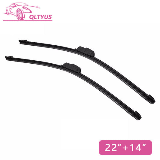 22 + 14 Front Windshield Wiper Blades J-hook Bracketless Frameless All-Seasons