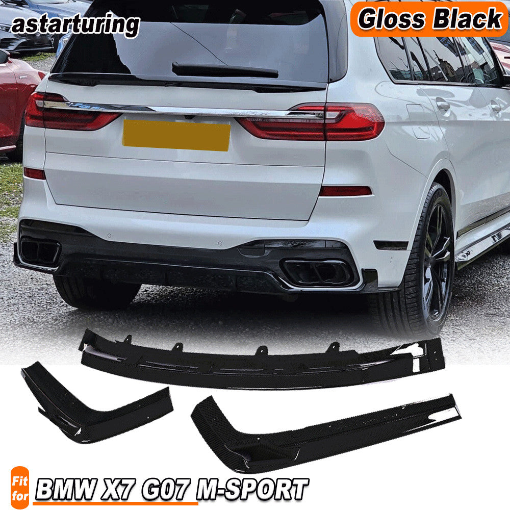 Fit for BMW X7 G07 M-SPORT 2019-23 Glossy Black Rear Bumper Diffuser Lip Spoiler