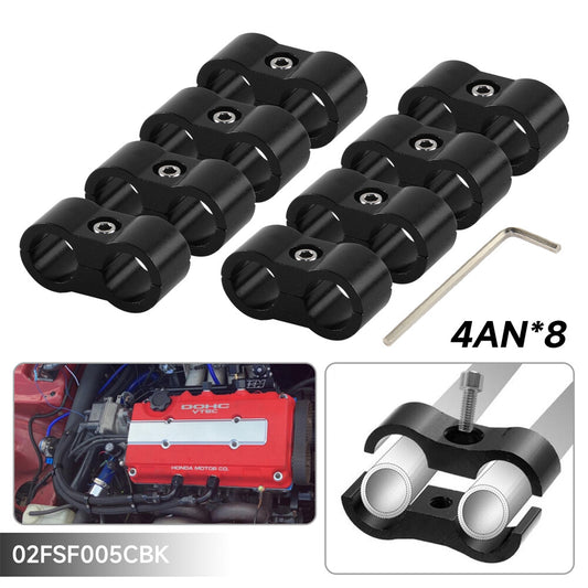 8pcs AN -4 4AN 11MM Braided Hose Separator Clamp Fitting Adapter Bracket BK