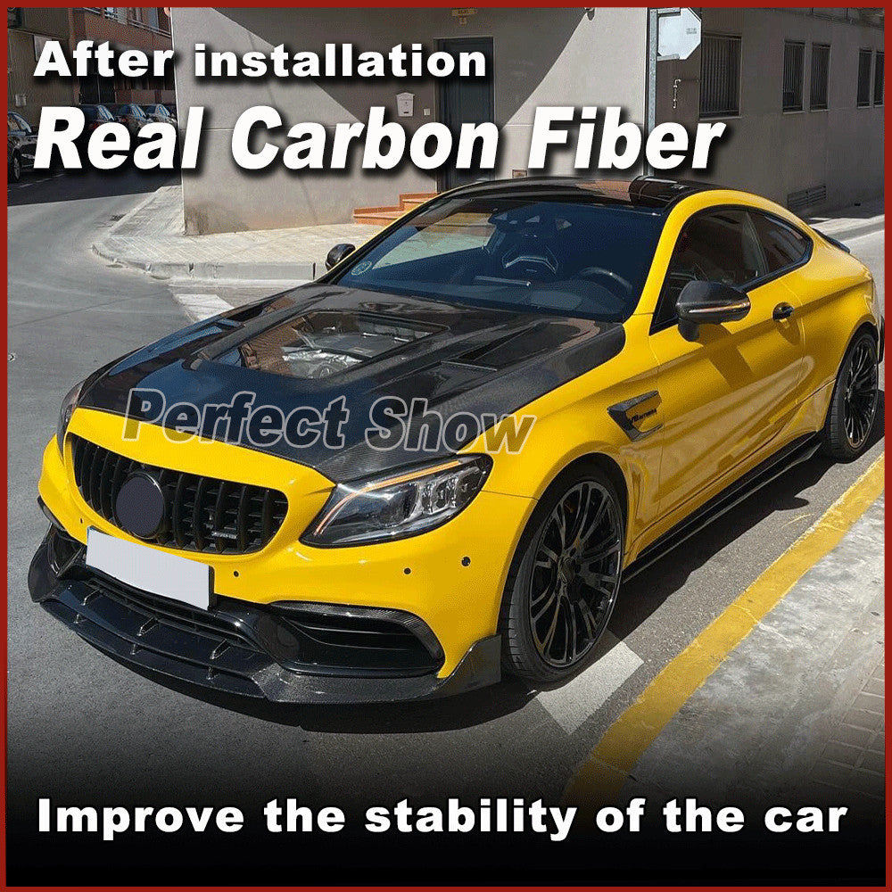 for Mercedes A205 C205 C63 15-18 REAL Carbon Fiber Front Bumper Lip Spoiler