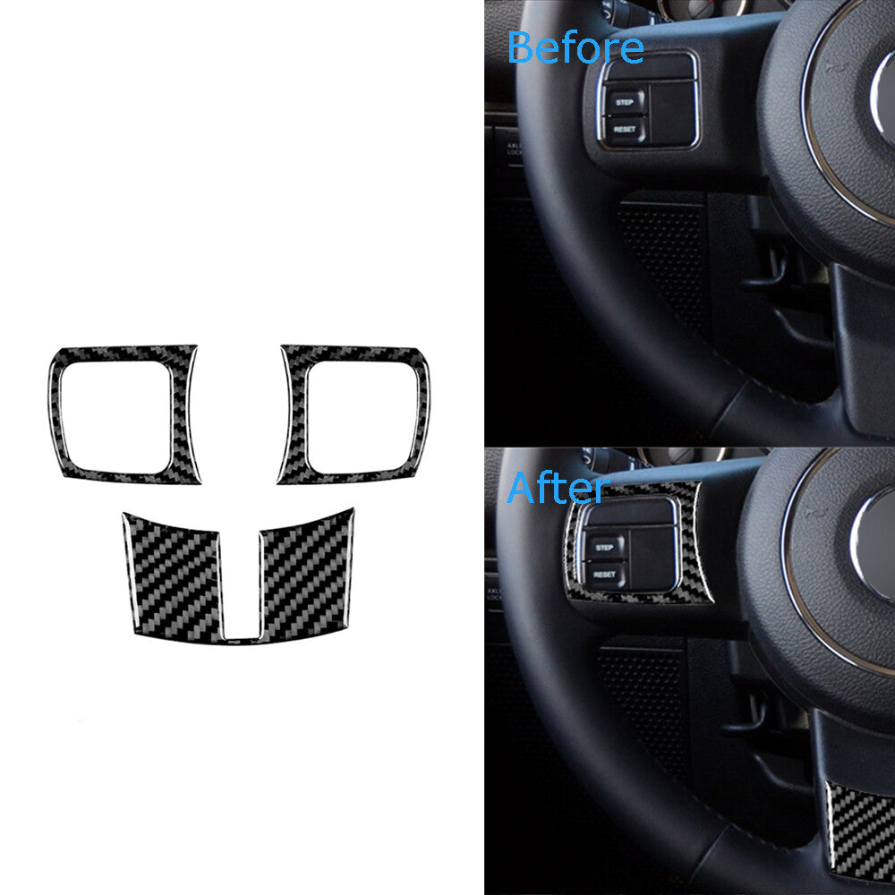 Carbon Fiber Steering Wheel Accent Cover Trim for Jeep for Wrangler JK 2011-2017