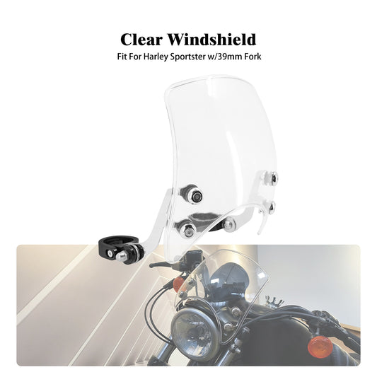 39mm Windshield Clear Windscreen Fit for Harley Sportster XL 883 1200 2004-2022