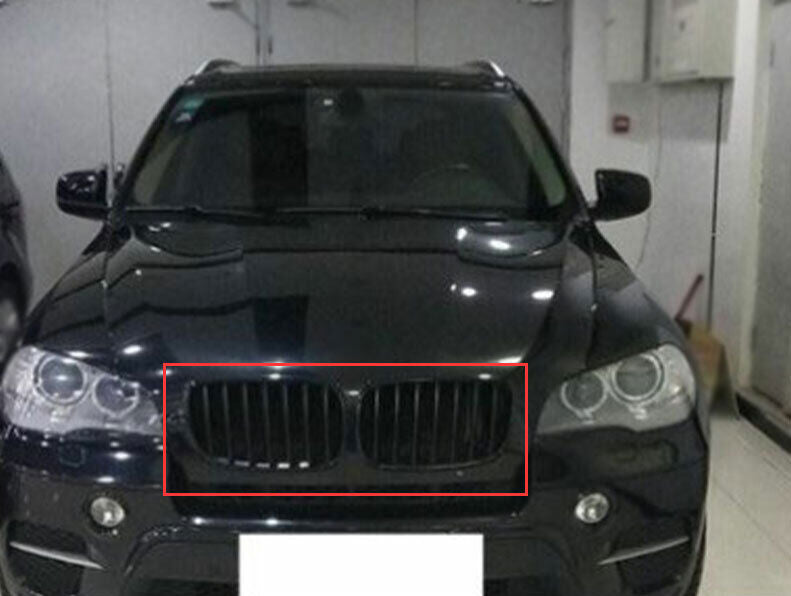 for BMW X5 E70 2008-13 ABS Bright Black Front Upper Bumper Mesh Grill Grille 2P