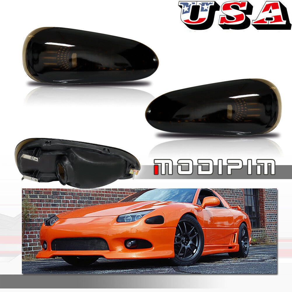 Smoked JDM style front corner turn signals applicable to 1994-1998 for Mitsubishi 3000GT
