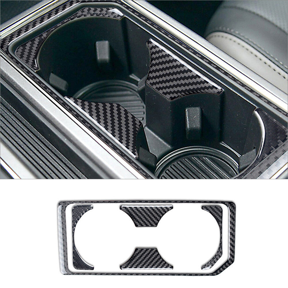 Carbon Fiber Interior Front Water Cupholder Cover Trim for Ford F-150 2015-2020