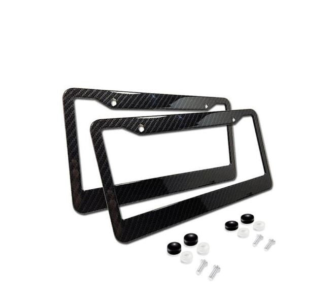 Suitable for Mercedes license plate frame cover caps, trunk black carbon fiber