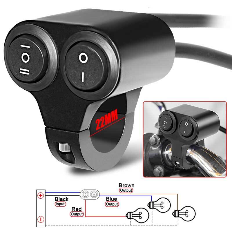 7/8 22mm Motorcycle ATV Handlebar Dual Button On/Off Switch Motorbike Refit 12V