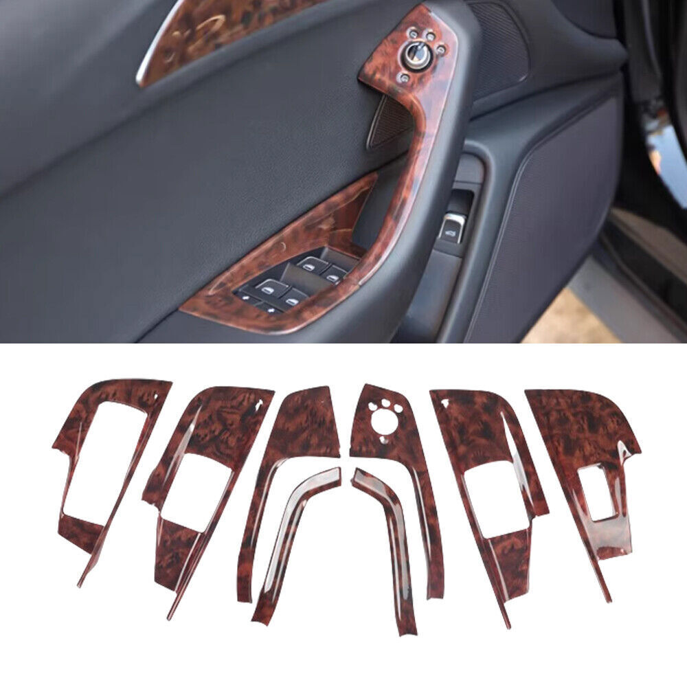 for Audi A6L 2012-18 Agate Wood Grain Door Window Switch Lift Lock Cover Trim 8P