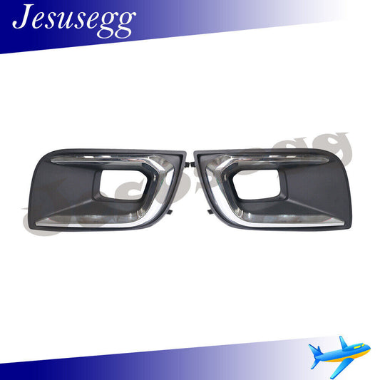 2x Front Left+Right Bumper Foglight Bezel Cover Chrome for Toyota Sequoia 18-21