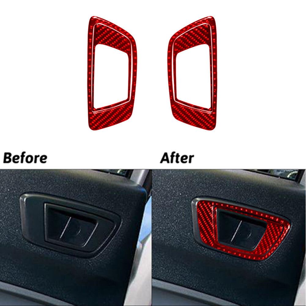 4Pcs Red Carbon Fiber Rear Door Handle Cover Trim for Ford Fiesta 2011-2015