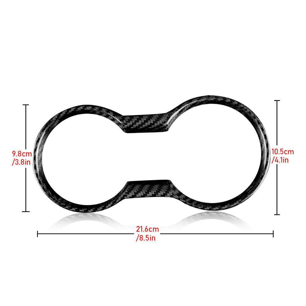 Fit for Ford for Mustang 2015-2020 Black Carbon Fiber Cup Holder Hard Cover Interior