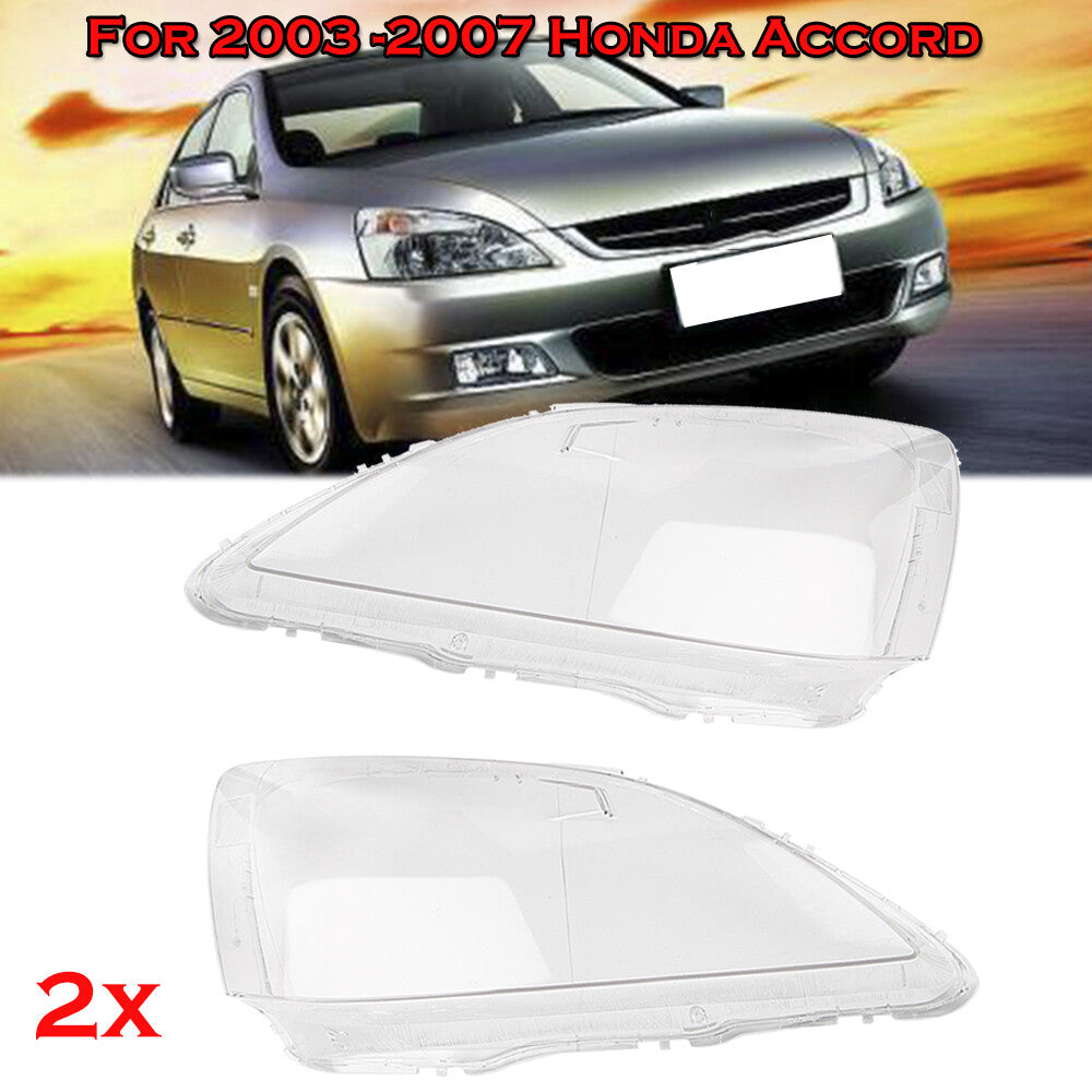 2-piece headlight lens cover for Honda Accord 2003-2007 models - transparent headlight cover
