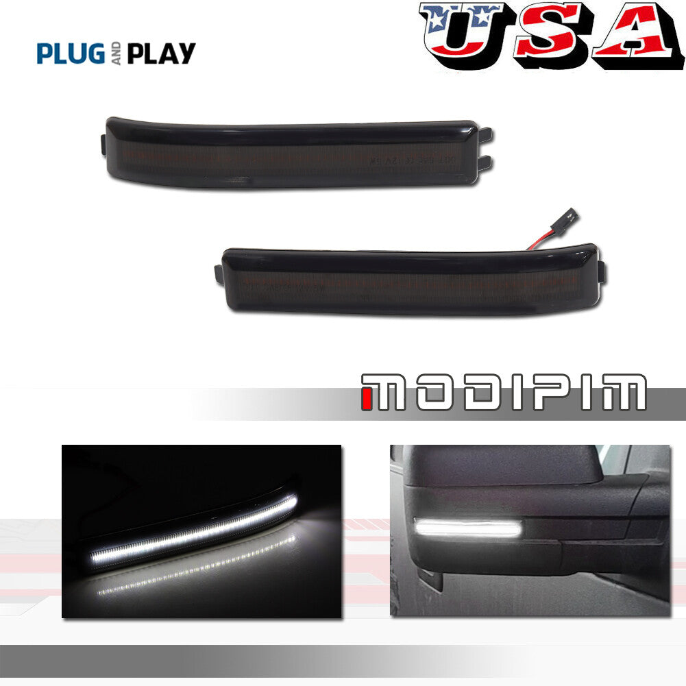 Suitable for 09-14 for Ford F150 Smoked Lens White LED Lights/Side Mirror Rotating Signal Lights
