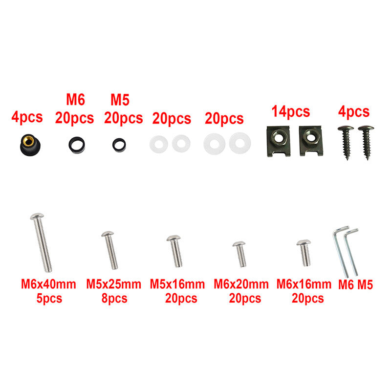 1 set of stainless steel motorcycle body bolts and screws with pointed speed fasteners,