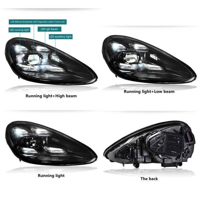 Pair LED Headlight Assembly for Porsche for Cayenne 2011-2018 Animation Front Lamps
