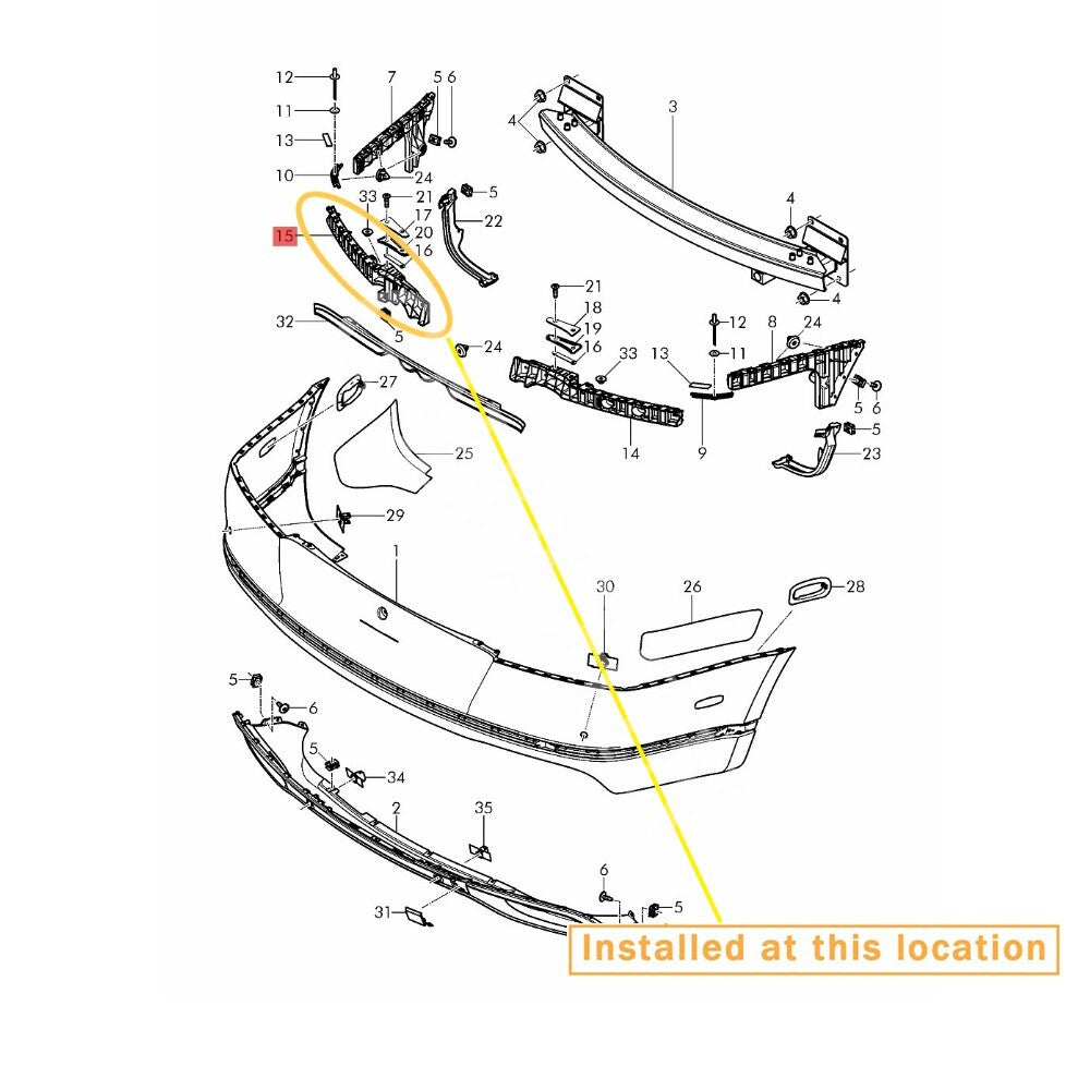 Suitable for Bentley rear bumper guide (center) left. equipment manufacturer: 3W3807863G