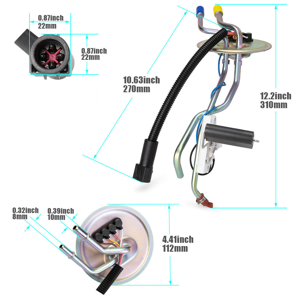 The FMSU-9DER diesel fuel tank transfer unit is suitable for 1994, 1996, 1997, and 1997 F250/F350 7.3L fuel tanks.