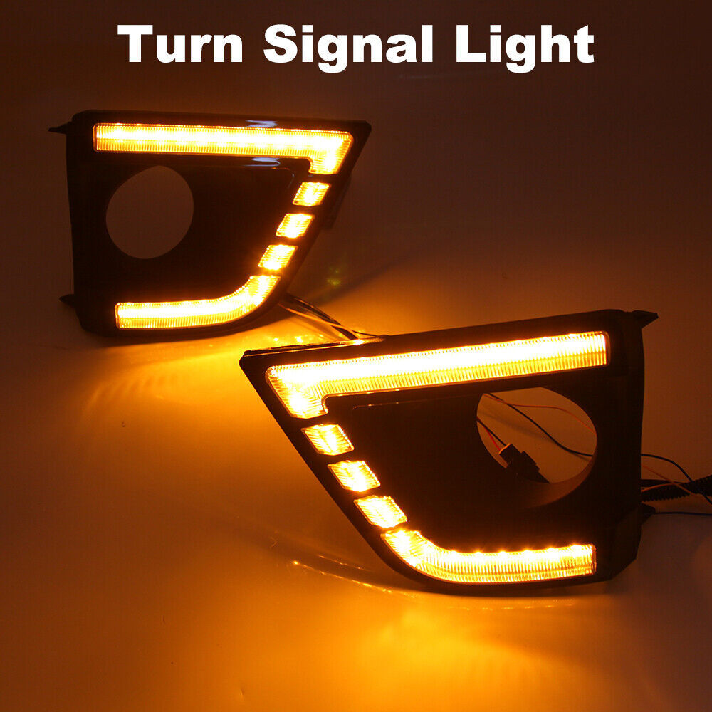 Pair LED DRL Daytime Running Light Turn Signal Lamp for Toyota for Corolla 2014-16