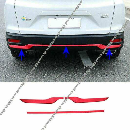 for Honda CR-V CRV 2020-2022 Glossy Red Rear Bumper Lower Strips Guard Trim 3X