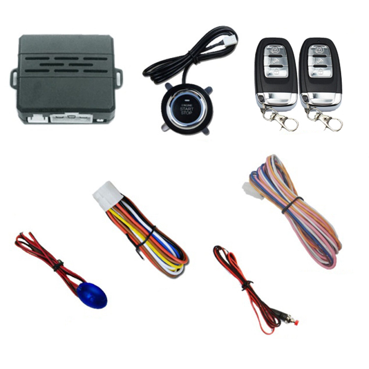 Universal Car Alarm Remote Start Keyless Push Start System For 12V Car Set
