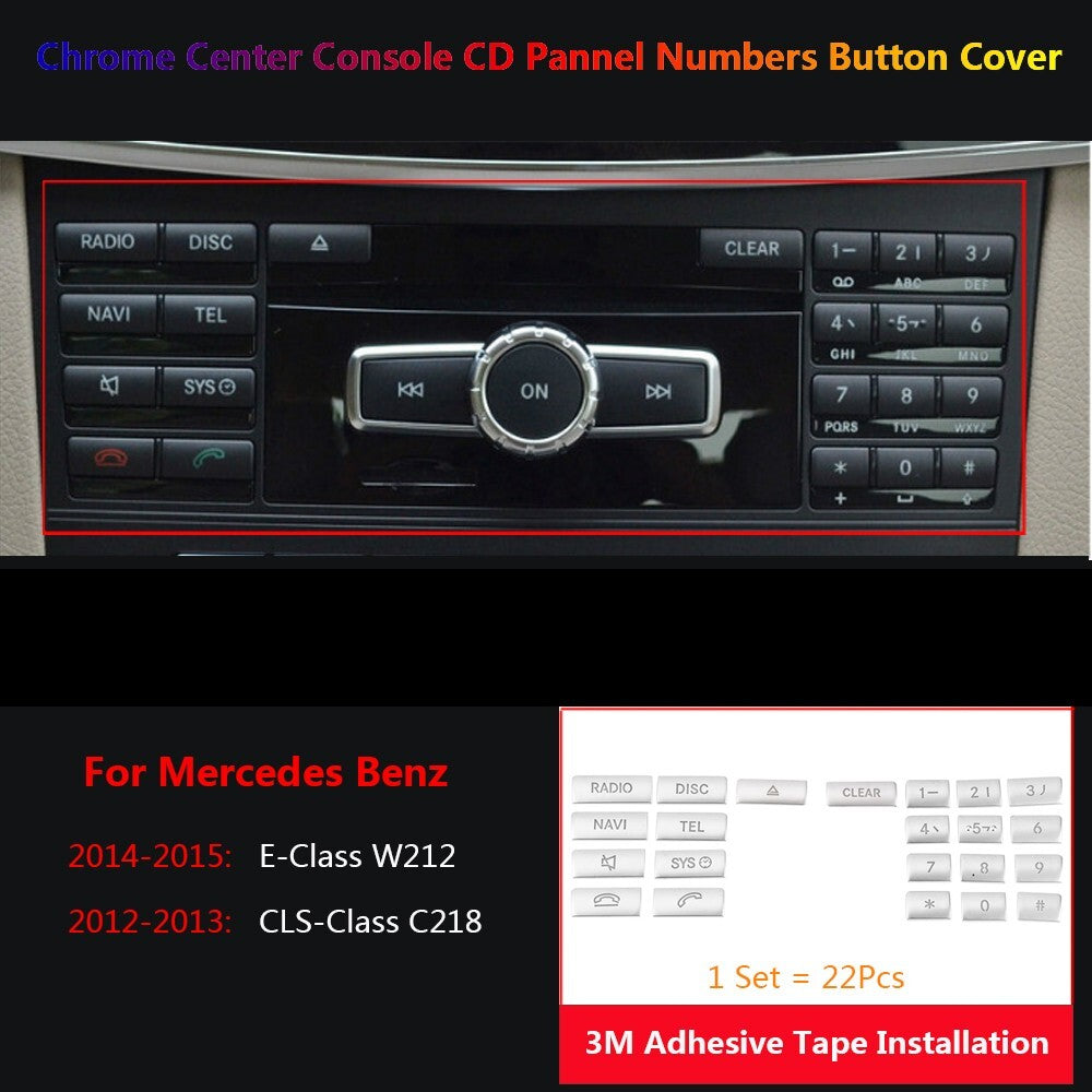 22Pcs for Mercedes-Benz C218 W212 Car Console Radio CD Numbers Switch Cover Trim
