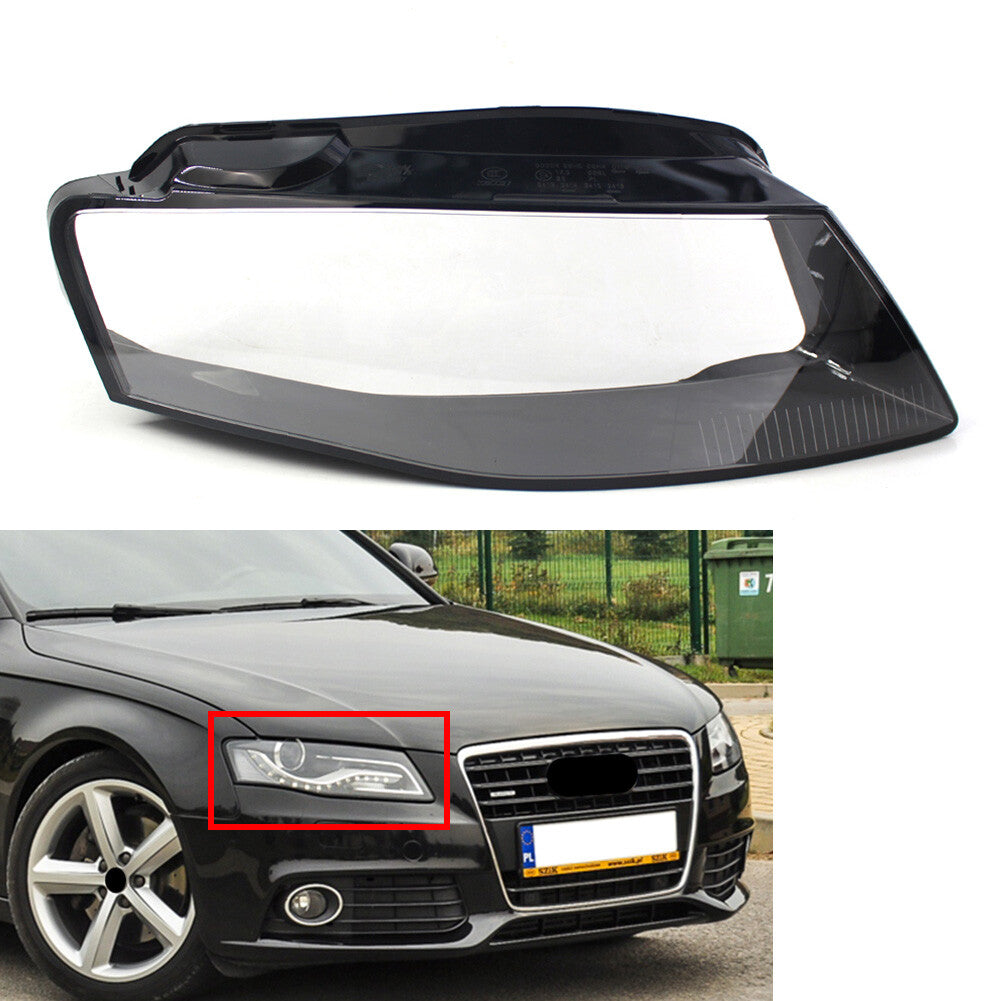 Headlight Lens Shell Cover Lampshade for Audi A4 B8 2009-2012 Transparent Right