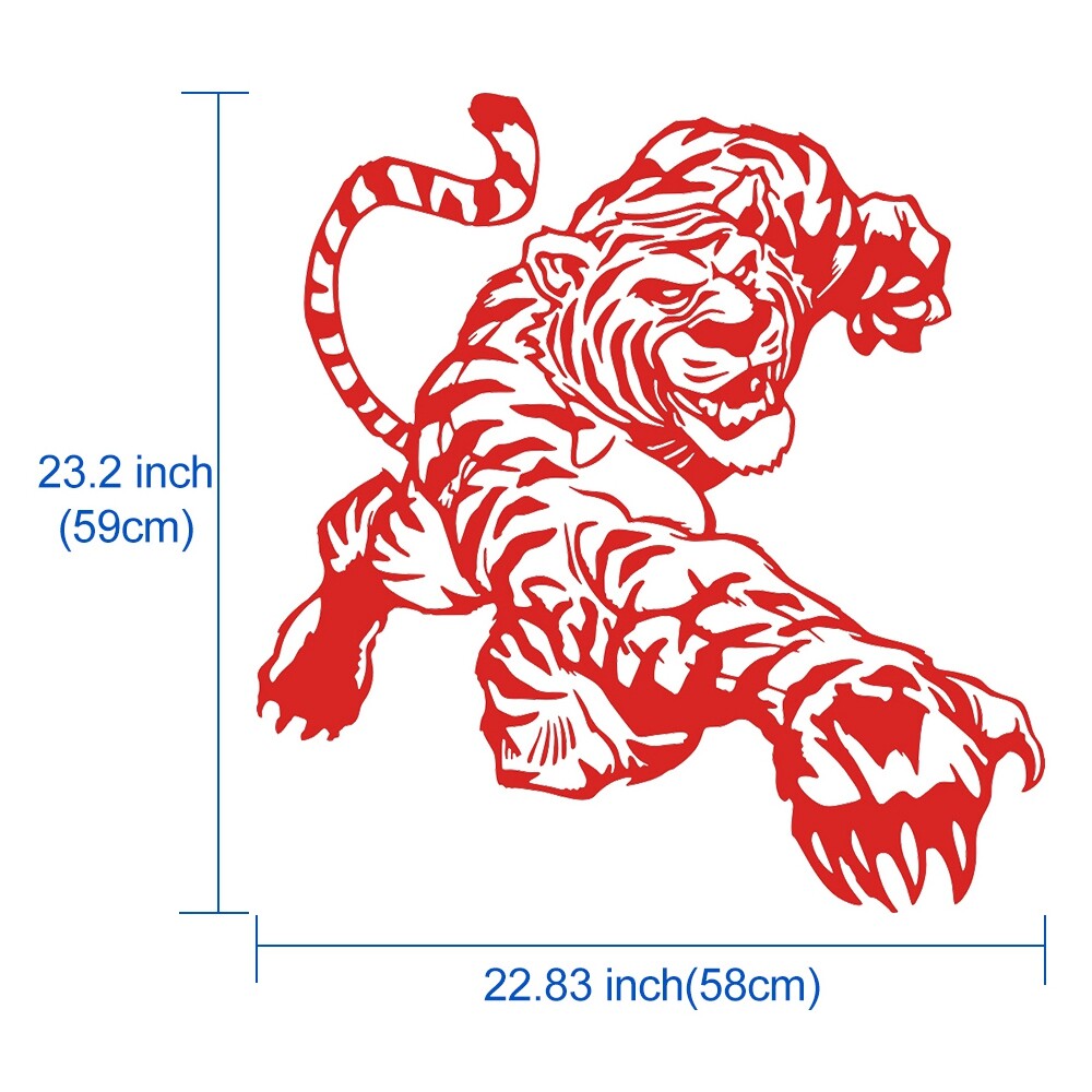 1x Red Violent Tiger Decal Graphic Sticker Car Body Sticker Vinyl Self-adhesive