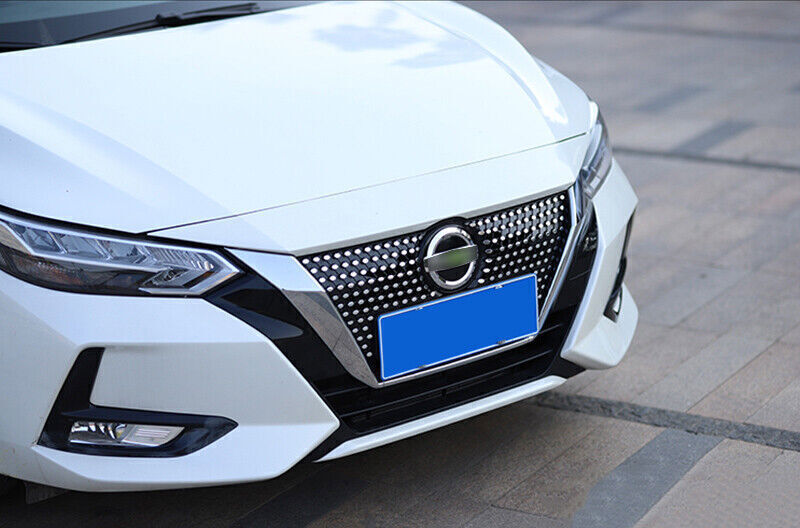 BlackSilver Front Upper Bumper Gypsophila Grill Trim for Nissan Sentra 2020-23
