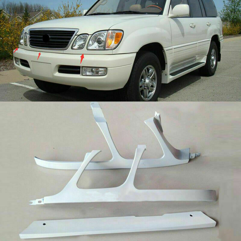 3Pcs For 1998 1999-2002 for Lexus LX470 Front Bumper Headlight Trim Under Net Primer