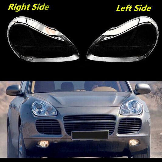 for Porsche for Cayenne 2003-2006 A Pair Headlight Clear Lens Cover+Seal Glue