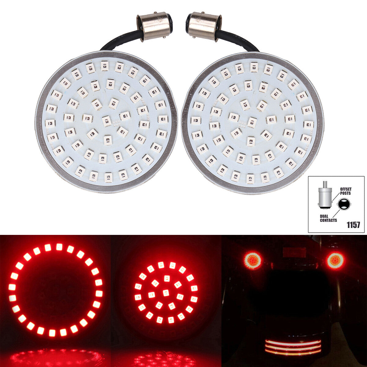 2x1157 LED turn signal lights with red running lights for Harley Softtail Touring