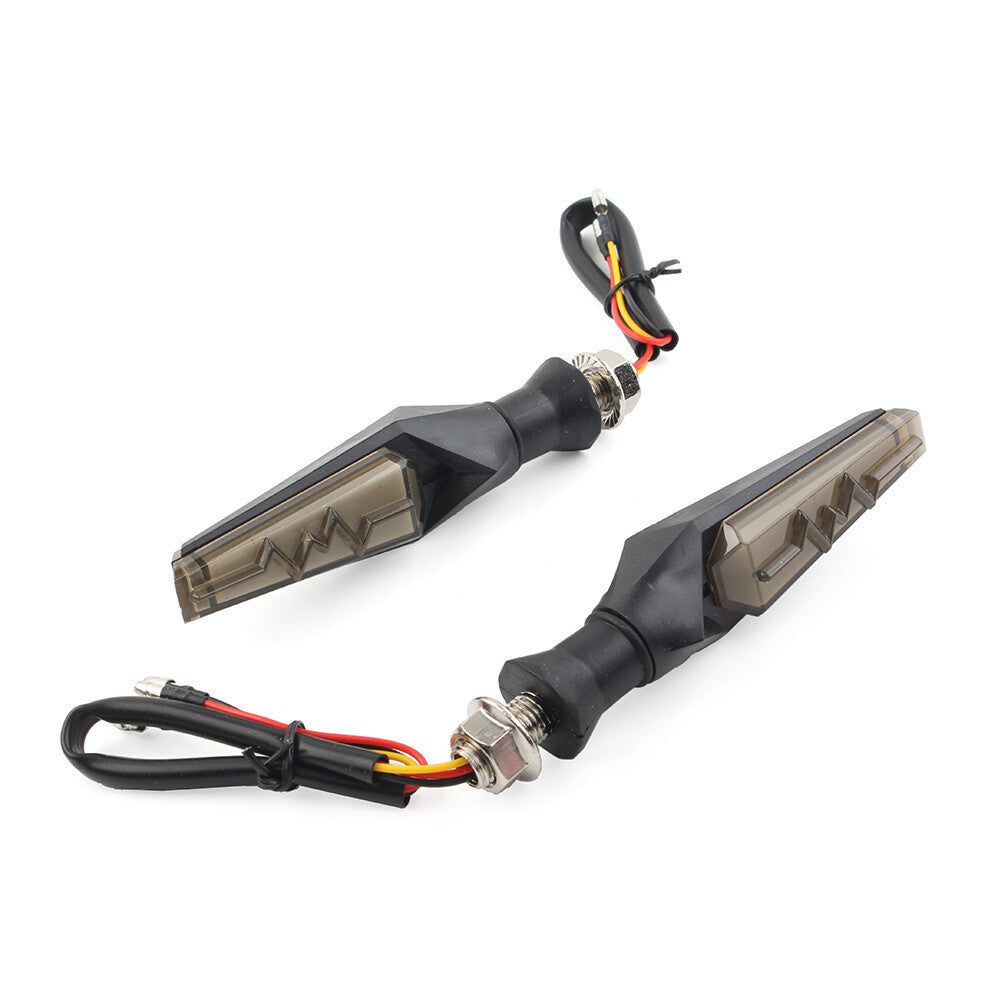 2x LED Flowing Turn Signal Amber Light Double-sided Blinker