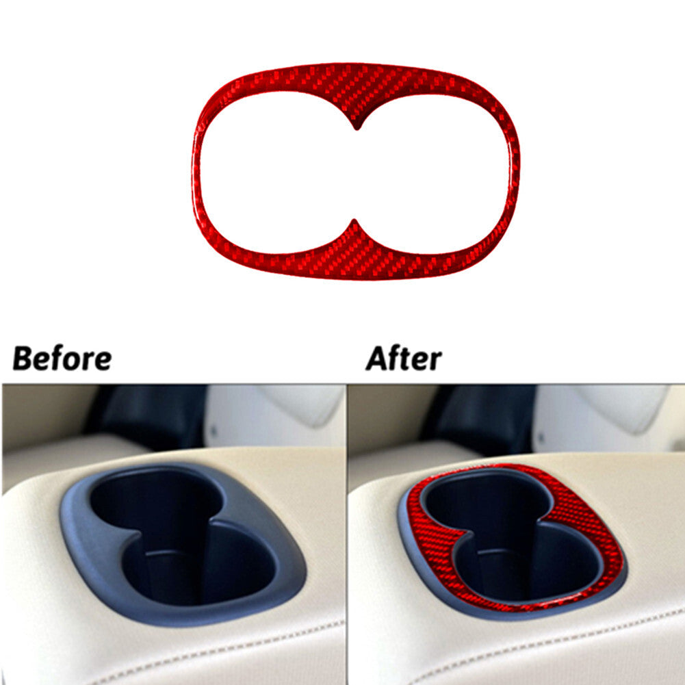 Red Carbon Fiber Rear Armrest Cupholder Trim for Mitsubishi Outlander 2014-2016