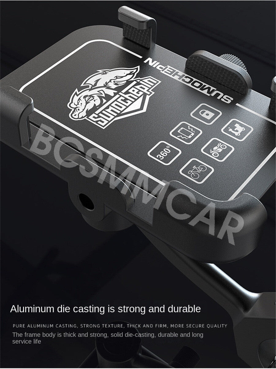 360¡ã CNC Motorcycle ATV Cell Phone GPS Handlebar Mount Holder w/USB Charger