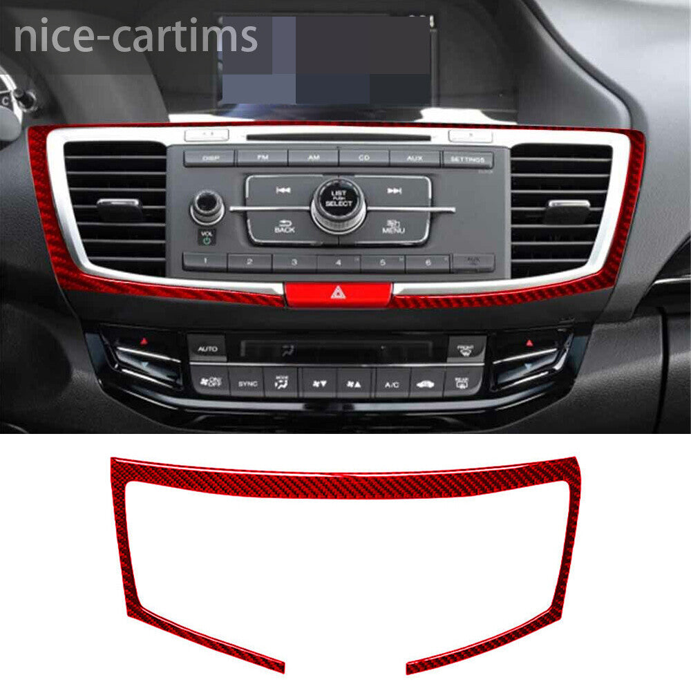 Red Carbon Fiber Central Control Air Outlet Vent Trim for Honda Accord 2013-2017