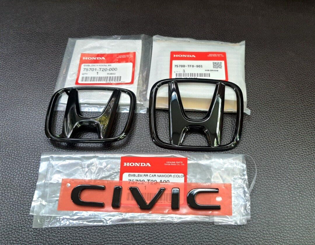 SET FOR H +1 for CIVIC FE BLACK GLOSSY LOGO EMBLEM for HONDA for CIVIC FE 2021-24