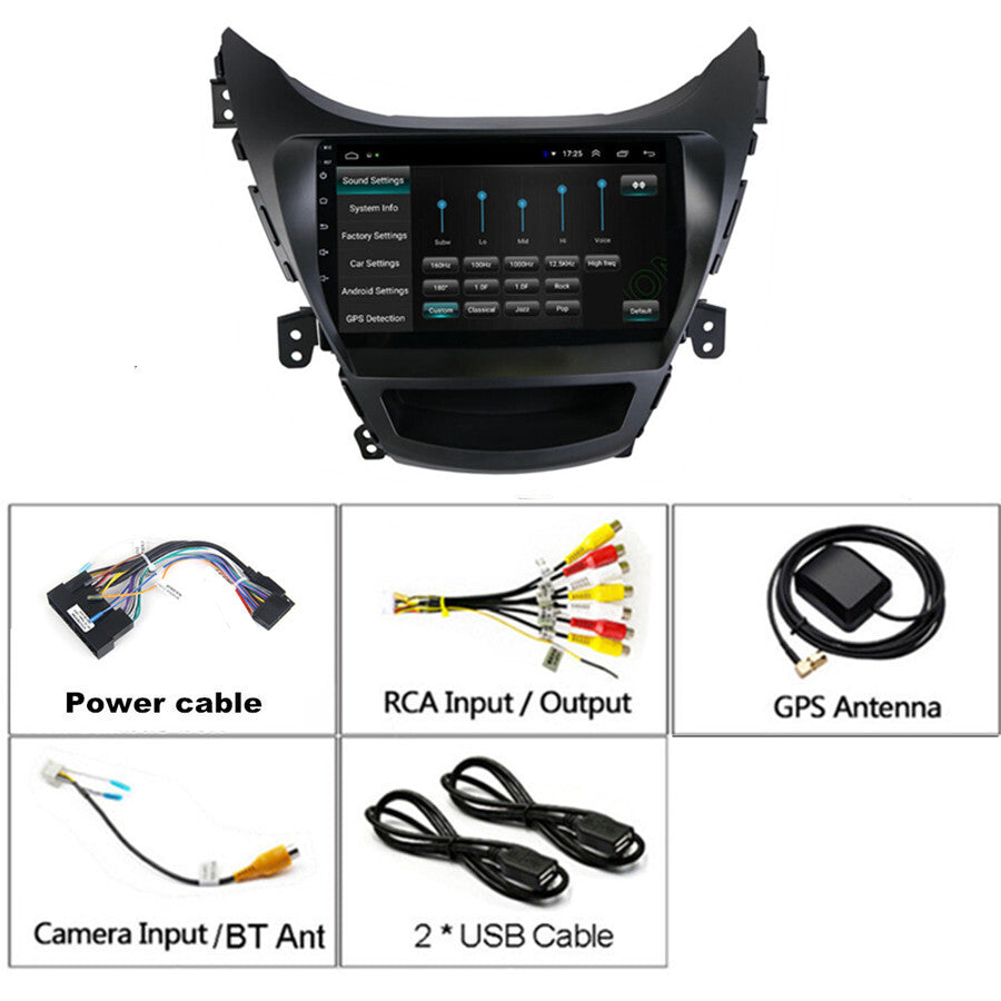 9Android 9.1 Quad-core 1+16G Car Stereo Radio GPS for Hyundai for Elantra 2011-13