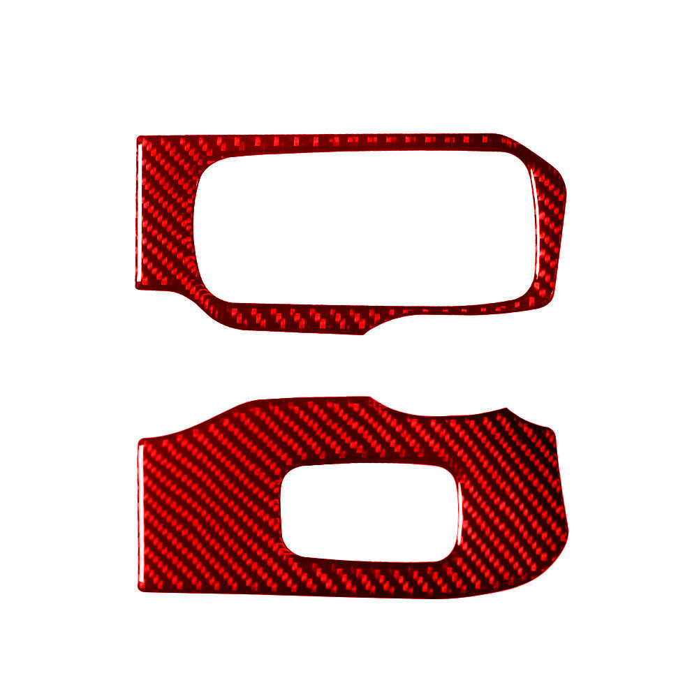 2Pcs Red Carbon Fiber Rear Window Control Cover Trim for Ford Fiesta 2011-2015