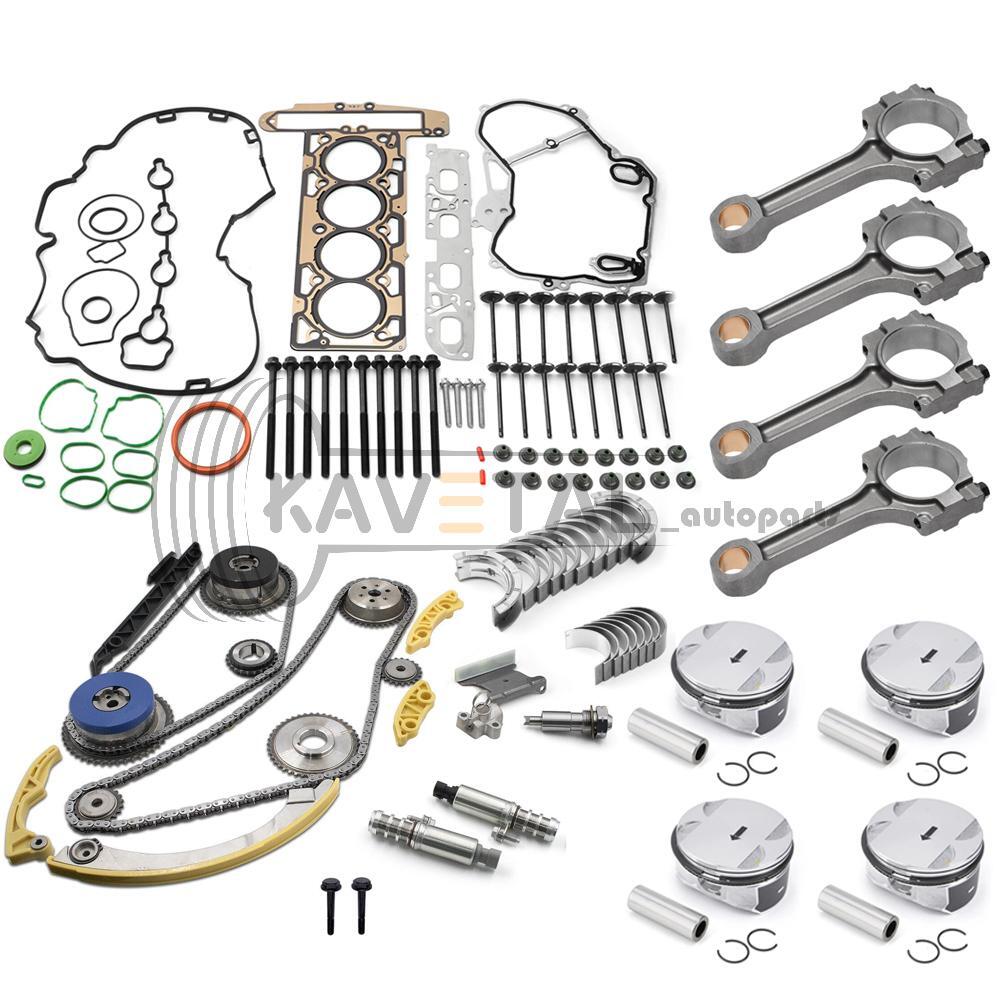 2.4L Engine Overhaul Rebuild Kit w/ Rods Timing Chain VVT for Chevy for Buick for GMC