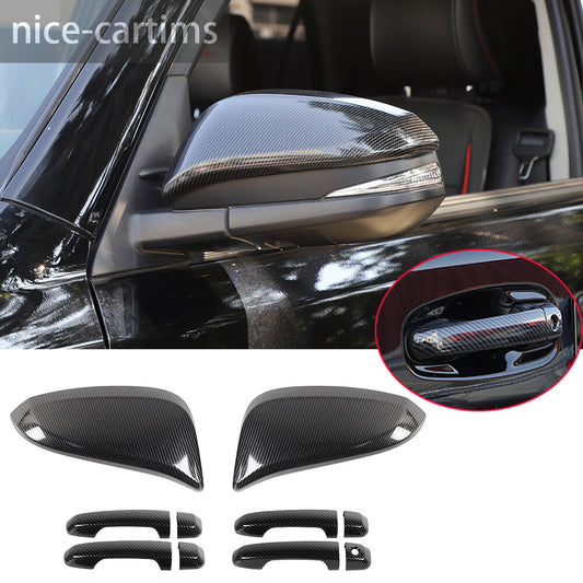 Carbon Fiber ABS Side Rearview Mirror Door Handle Cover For Toyot@ 4Runner 2017+