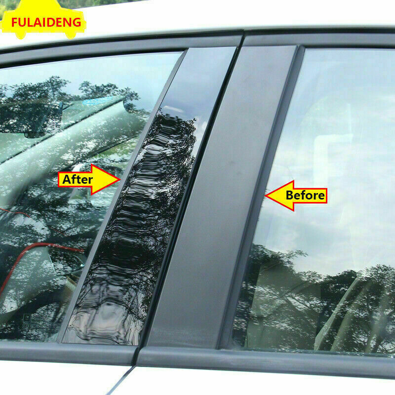 6X Black BC Pillar Panels for Honda for Civic Sedan 2016-2021 Door Cover Piano Post