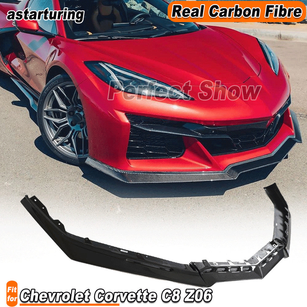 Fit for Chevrolet for Corvette C8 Z06 2022-2024 REAL CARBON Front Bumper Lip Spoiler