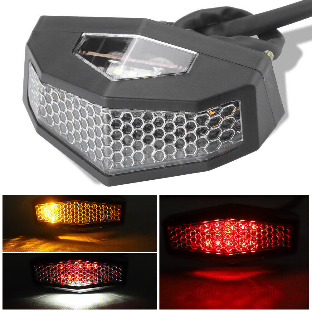 Motorcycle Rear LED Turn Signal Stop Brake Tail License Plate Light Integrated