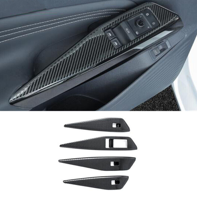 Carbon Fiber Car Window Lift Switch Panel Cover Trim for Volkswagen ID.4 2021-23