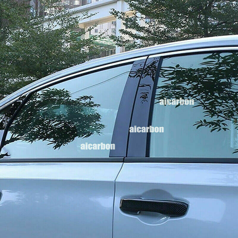 6P Black PC Car Window BC Pillar Post Panel Trims for Honda for Civic 11th 2022-2023